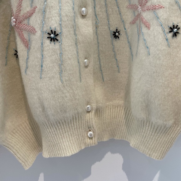 Vintage embroidered cream beaded cardigan size uk36 - Picture 4 of 4